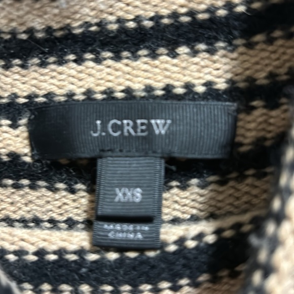 J.Crew Cashmere Wool Black and Tan Striped Long Sleeve Mock Neck Sweater XXS - Picture 12 of 12